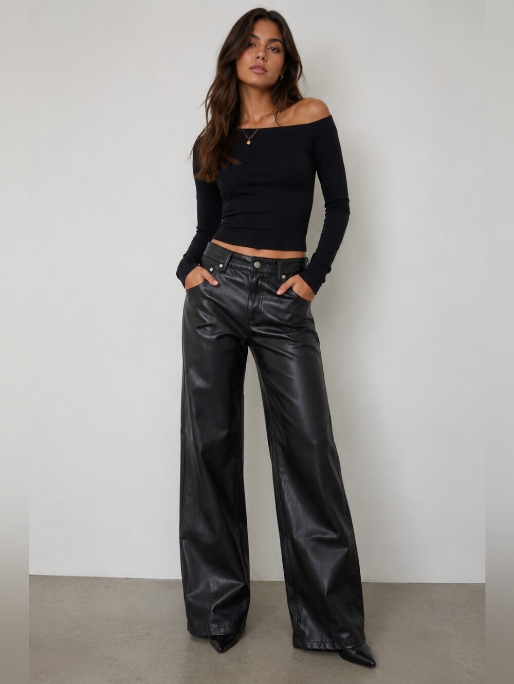 Black Faux Leather Men’s Jeans - Unbranded
